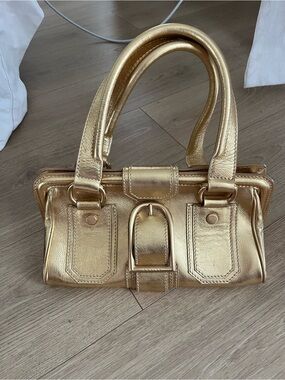 Vintage Celine Gold Metallic Leather Shoulder bag- Y2K 2000s